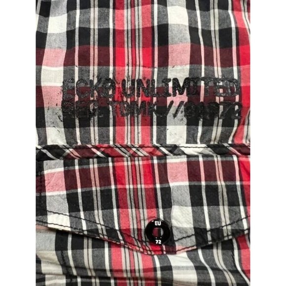 Ecko Unltd Button Up Shirt Adult 2XL Red Plaid Short Sleeve Casual Mens. - Picture 4 of 9